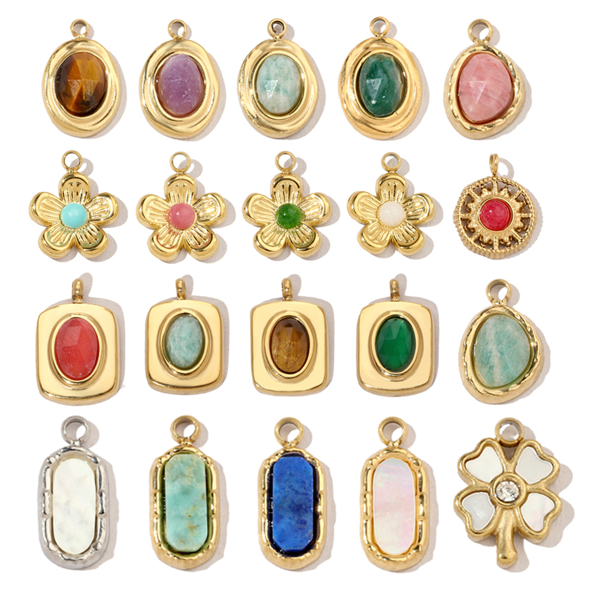 Red Clover Flower - 3pcs/Lot French Retro 14k Gold Color