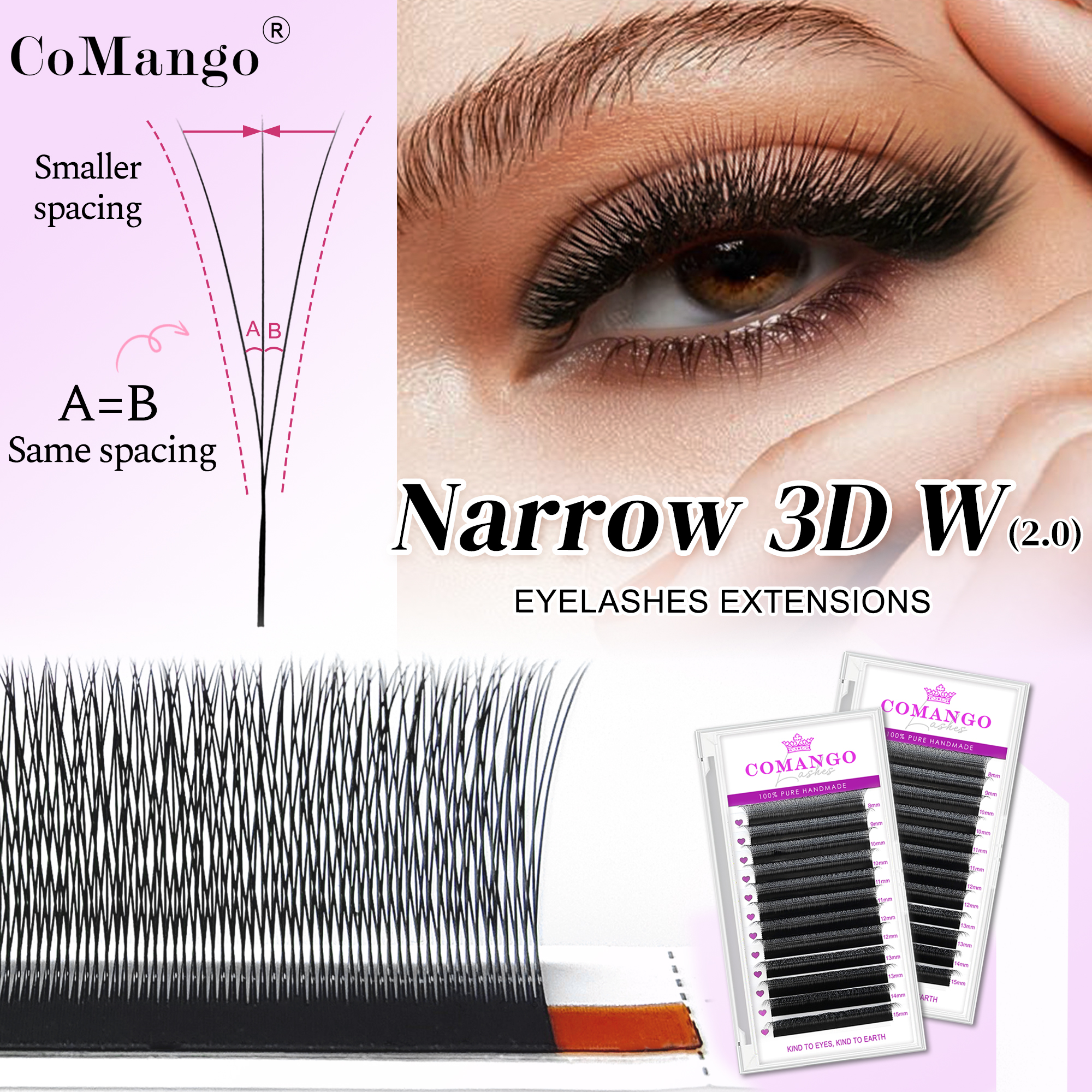 Red Clover Flower - CoMango Narrow 3D W Eyelash Extension