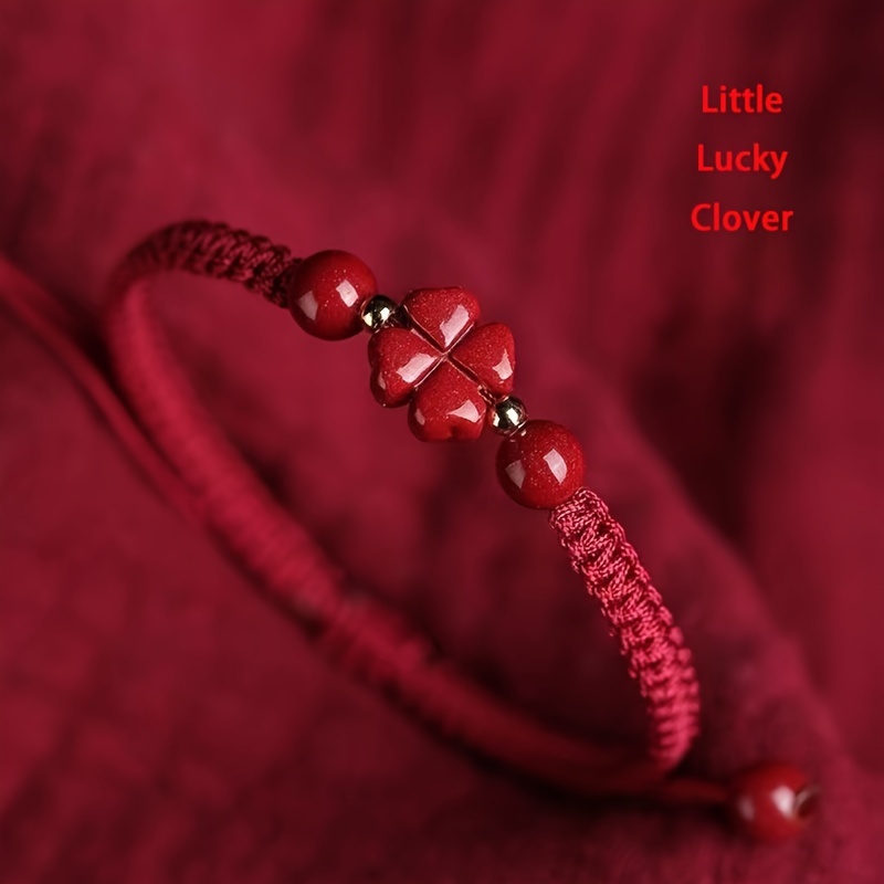 Braided Lucky Red Cord Bracele - Red Clover Flower recensie en prijs