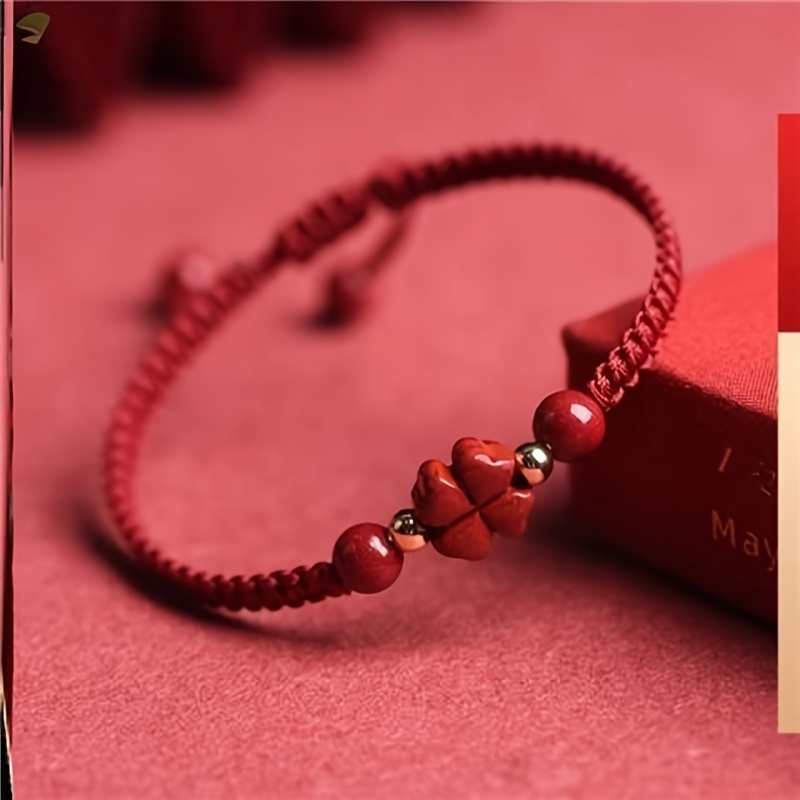 Braided Lucky Red Cord Bracele - Red Clover Flower recensie en prijs