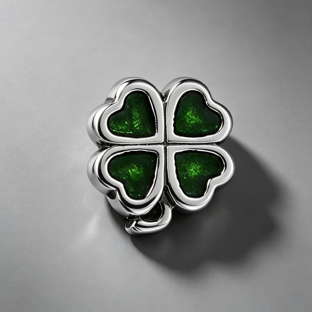 NEW 925 Silver Four Leaf Clove - Red Clover Flower recensie en prijs
