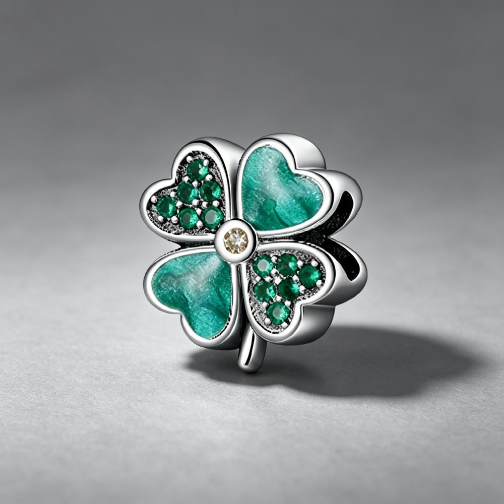 NEW 925 Silver Four Leaf Clove - Red Clover Flower recensie en prijs