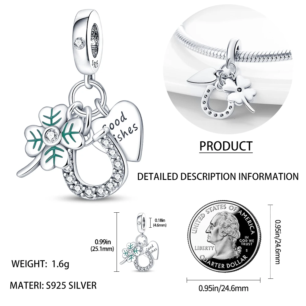 925 sterling silver green hors - Red Clover Flower recensie en prijs